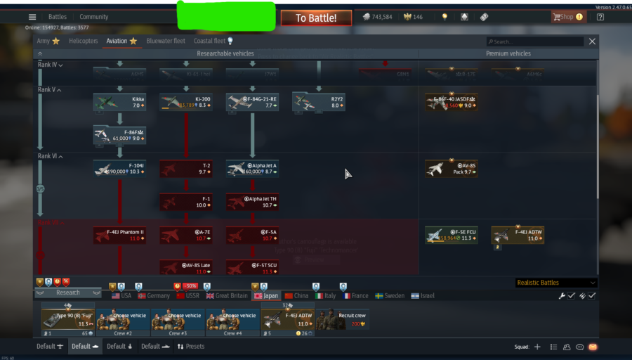 خرید اکانت وارتاندر Type 90 (B) - premium F-4EJ ADTW MiG-15bis ISh کد #26