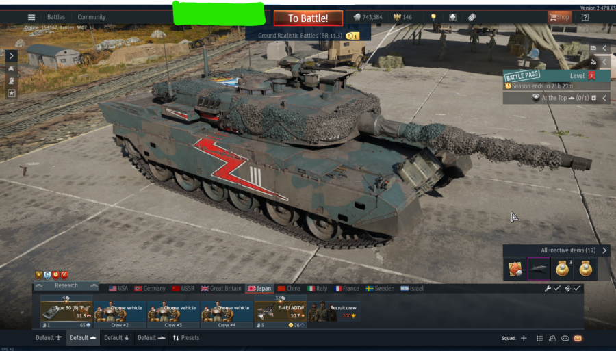خرید اکانت وارتاندر Type 90 (B) - premium F-4EJ ADTW MiG-15bis ISh کد #26
